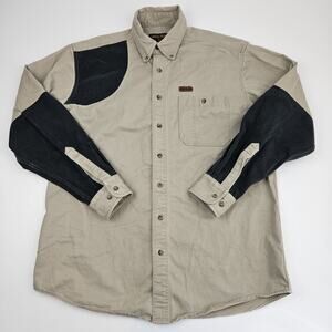 Woolrich Shooting Shirt Men's L-Tall Khaki/Green Button-Up Hunting‎ Long-Sleeve